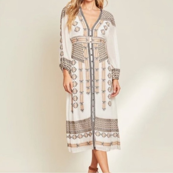 Veronica Beard Dresses & Skirts - VERONICA BEARD Julianna Embroidered Button-Front Long Sleeve Dress